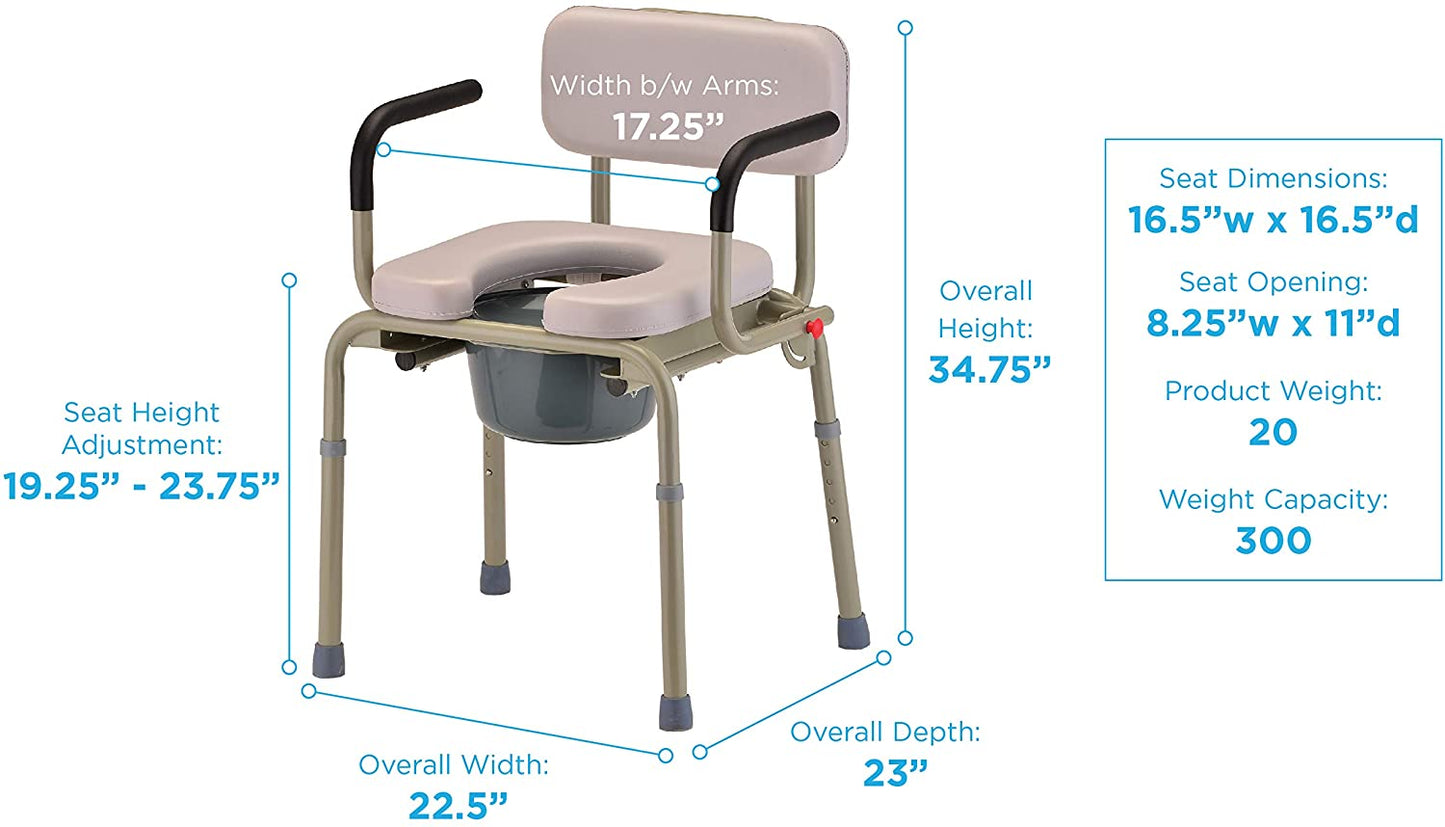 Padded Drop Arm Commode