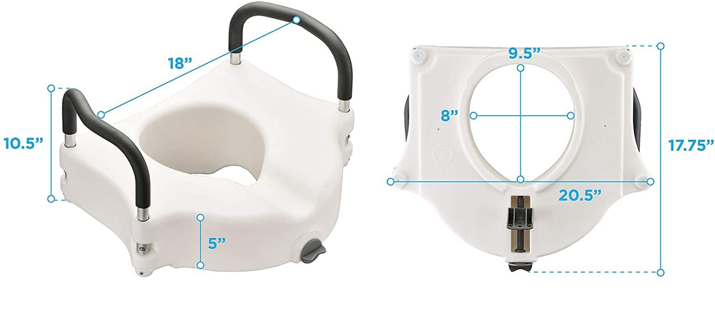 Raised Toilet Seat with Detachable Arms