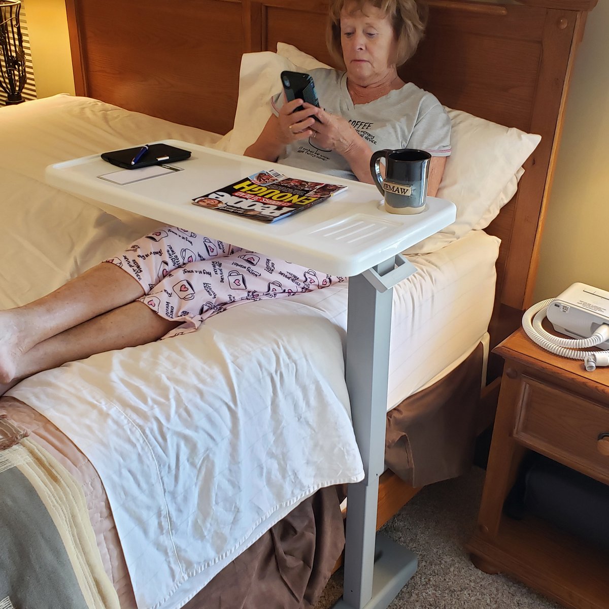 White Overbed Table