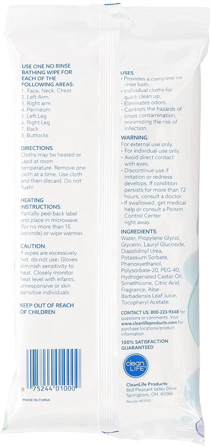 No Rinse Bathing Wipes