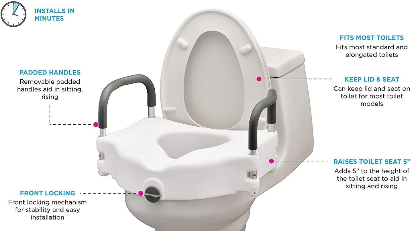 Raised Toilet Seat with Detachable Arms