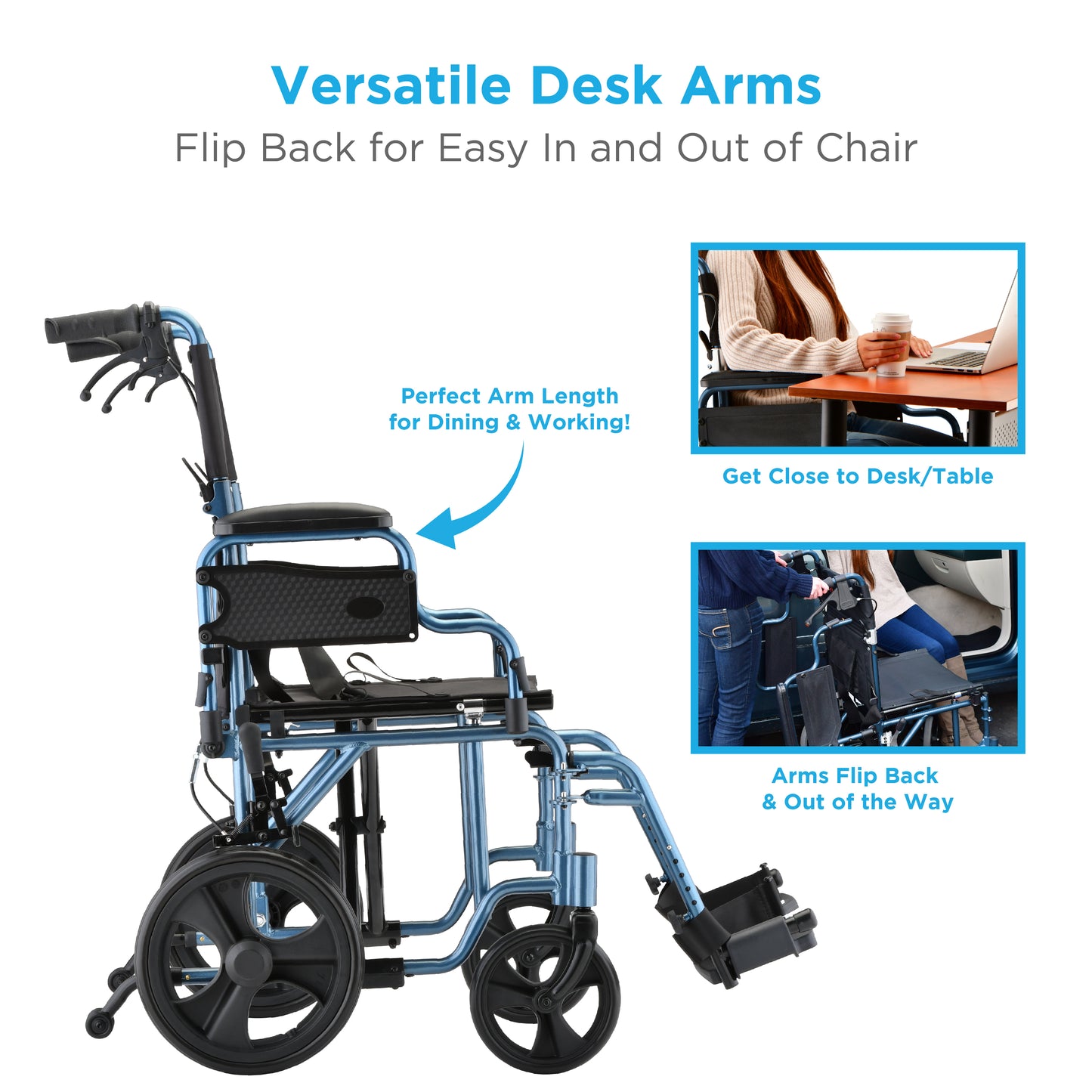 Transport Chair with 12″ Rear Wheels