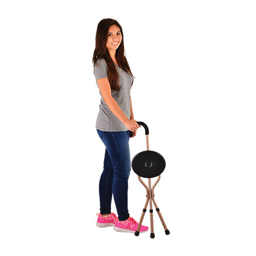 Adjustable Cane with Folding Seat