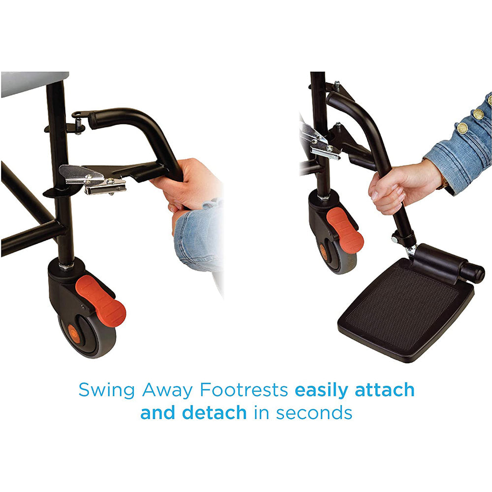 Drop Arm Commode Transport Chair with Wheels