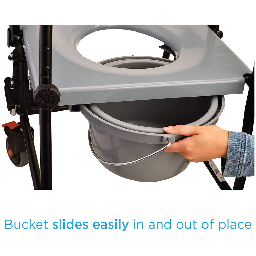Drop Arm Commode Transport Chair with Wheels