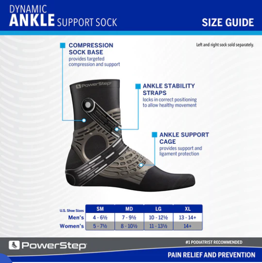 PowerStep Dynamic Ankle Support Sock