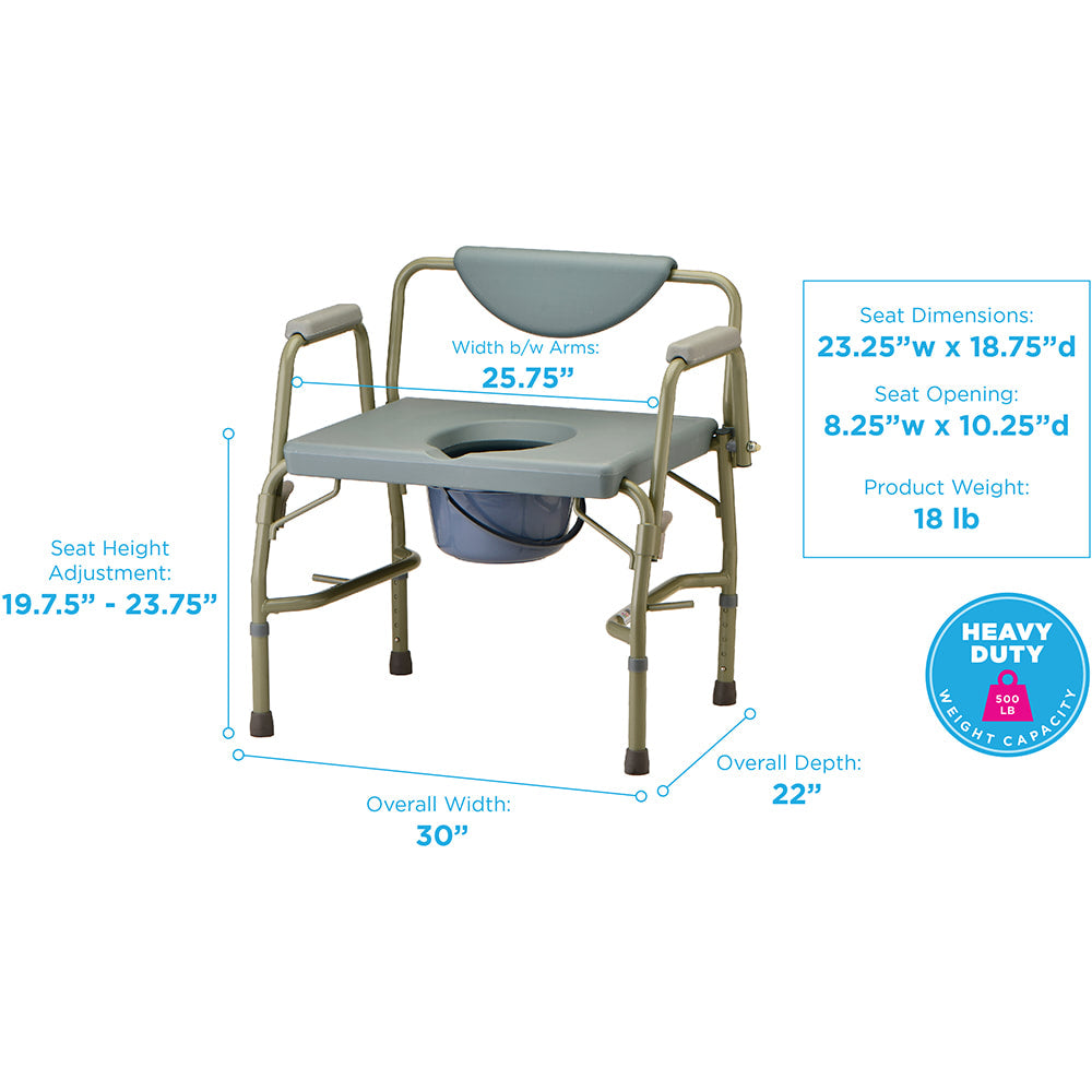 Heavy Duty Drop - Arm Commode