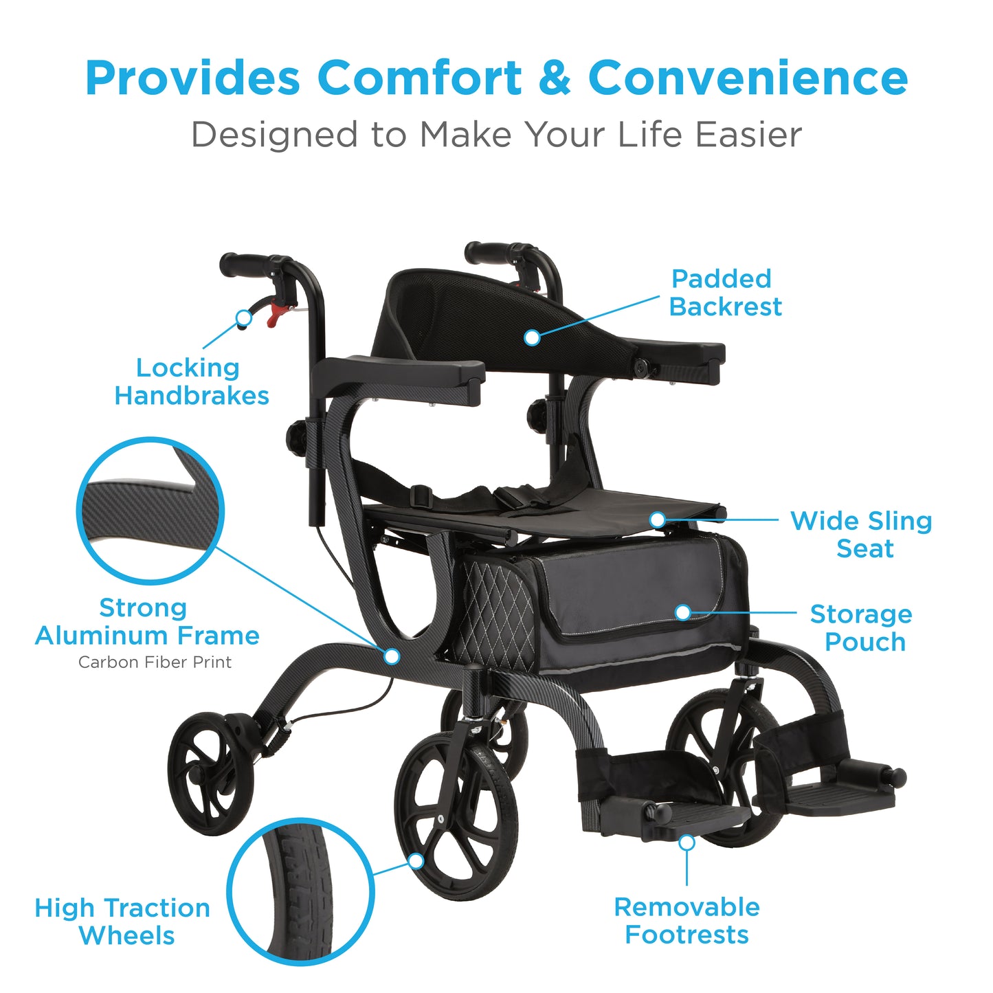 Gemini 2 in 1 Rollator Transport Chair