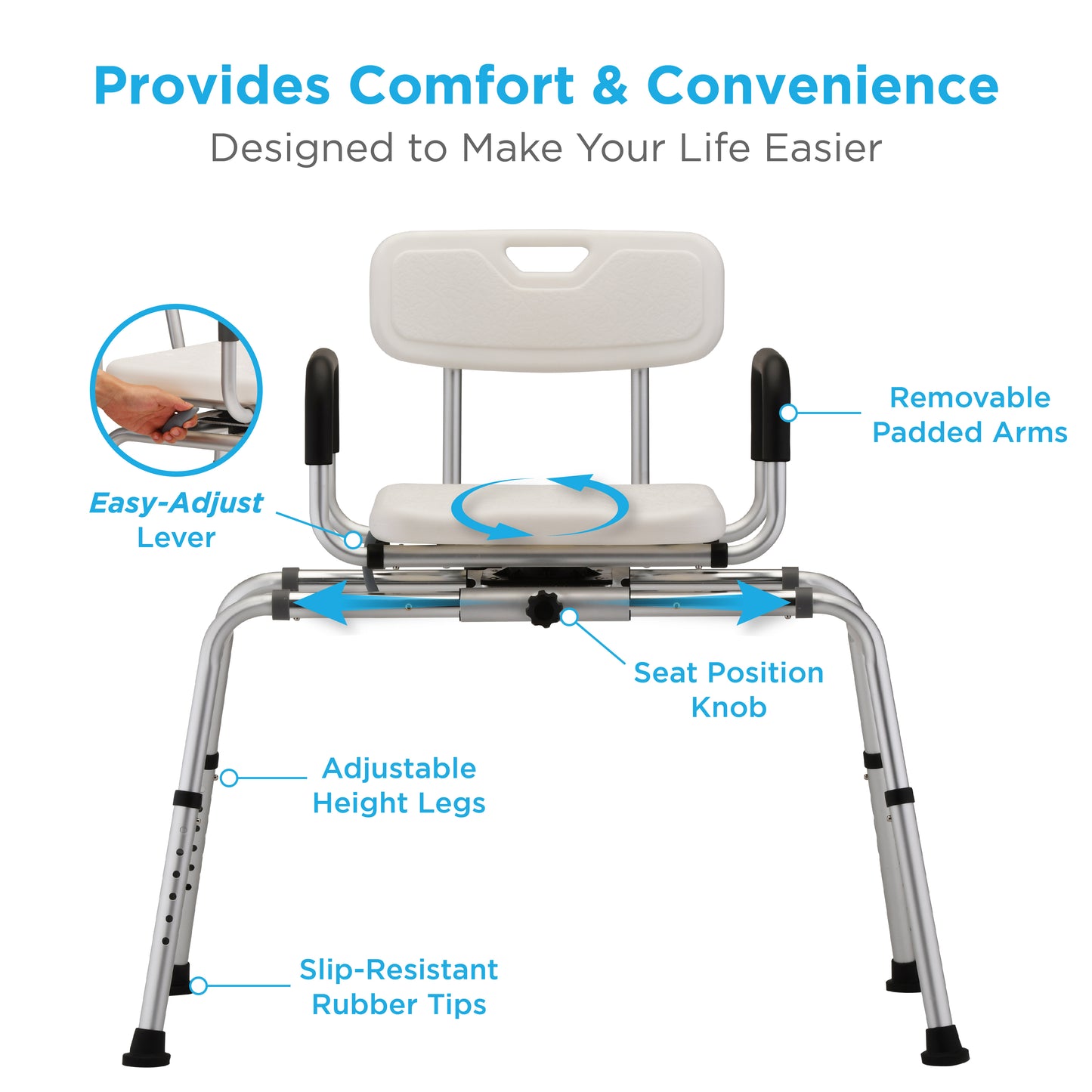 Sliding Swivel Seat Transfer Bench